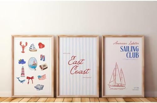 Baccone Coastal Wall Art Preppy Aesthetic Wall Decor Trendy East Coast Wall Art by Baccone