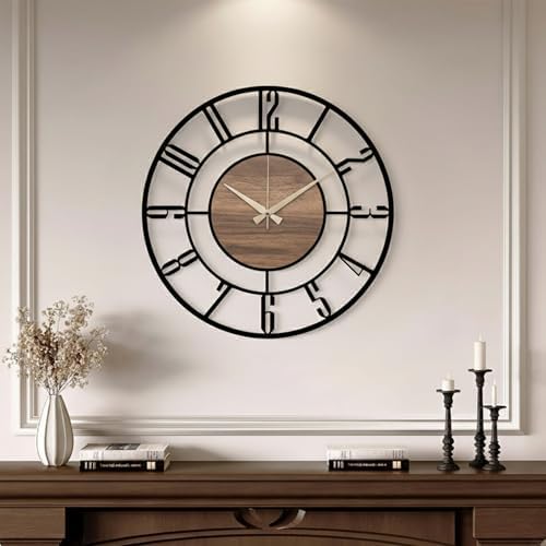 Metal Large Wall Clock, Silent Battery Operated Clocks - Image 2