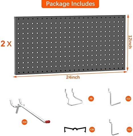 TORACK Metal Pegboard Wall Organizer 24"x24" - Image 4