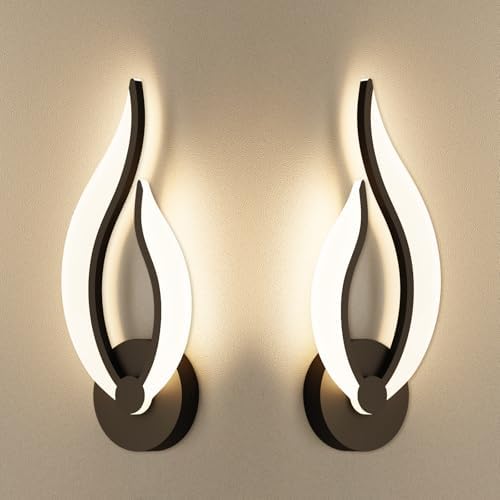 Hard-Wired 2-Pack Modern Indoor Wall Sconce 10W LED Black Dimmable Wall Sconce by PasoarLightting