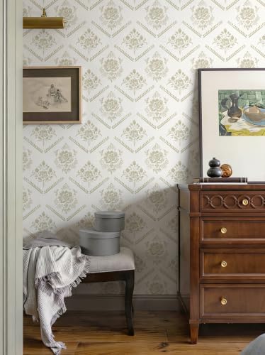 Heroad Peel and Stick Wallpaper Vintage Floral Wallpaper Boho Neutral Beige - Image 3