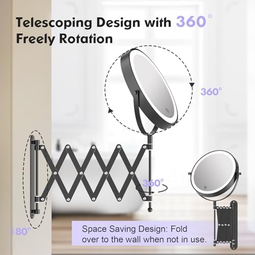 8" Rechargeable Wall Mounted Makeup Mirror Double Sided Magnifying - Image 5