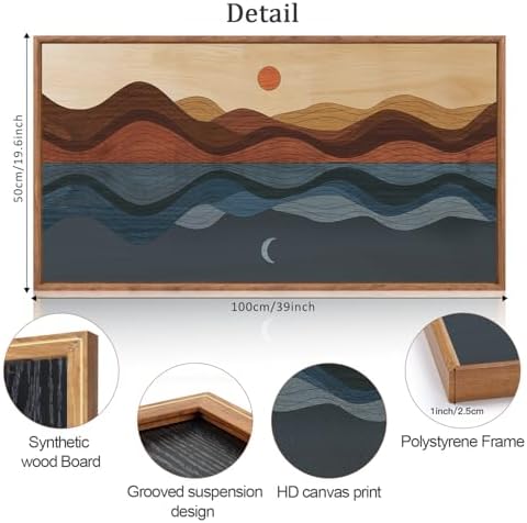 CHDITB Framed Canvas Wall Art for Bedroom, Sun and Moon Long Horizontal Wall - Image 6