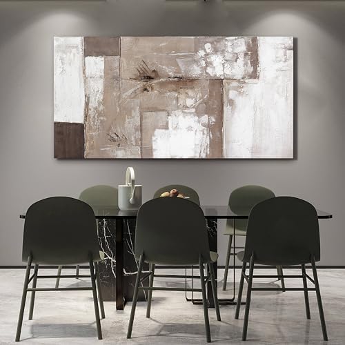 YISXINOAG Brown Grey White Abstract Wall Art Modern Fantasy Canvas 29"X58" - Image 3