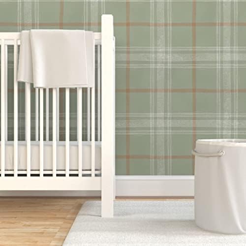 Spoonflower Sage Green Block Peel and Stick Removable Wallpaper - Image 6