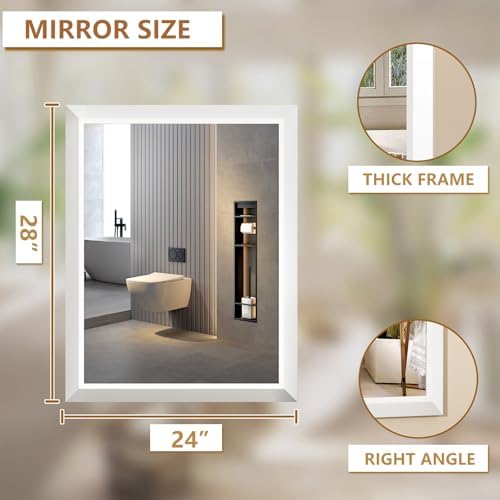 SMIROR 24x28 Matte White Bathroom Vanity Mirror - Image 2