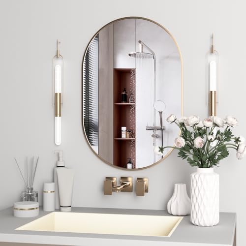 Oval Bathroom Mirror Capsule Wall Vanity Mirror, Large Modern Mirror by NEUWEABY