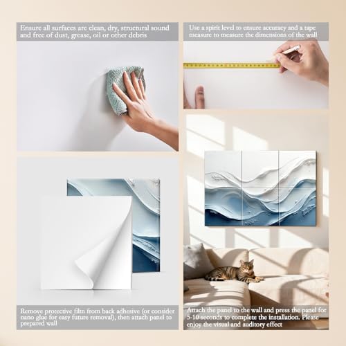 JBER Acoustical Wall Panels 72" x 48", Cerulean Undulations - Image 5