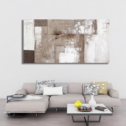 YISXINOAG Brown Grey White Abstract Wall Art Modern Fantasy Canvas 29"X58" - Image 5