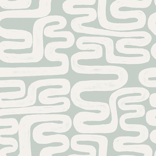 Peel and Stick Wallpaper Green and White Wallpaper Modern Geometric Contact by Micpolo