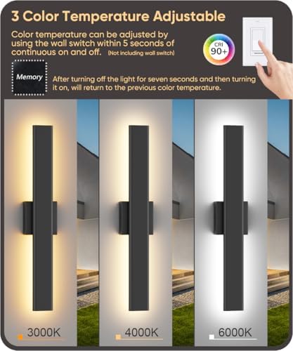 Aipsun 23.6" LED Outdoor Wall Light, Modern Black Exterior Lighting Fixture - Image 5