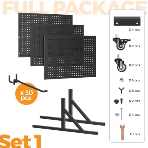 1 Pack 2x5ft Metal Pegboard Display Stand w/Wheels & 30 Hooks - Image 6