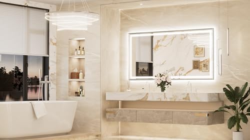 Keonjinn 72x36 Inch Nickel LED Bathroom Mirror - Image 3