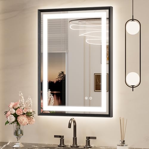 Keonjinn 22x30 Inch Black LED Bathroom Mirror by Keonjinn