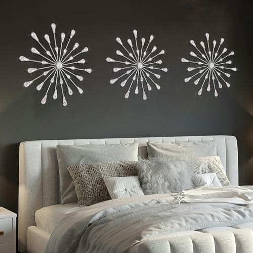 ZEXUIRU 3 Set Silver Starburst Wall Art - Image 3