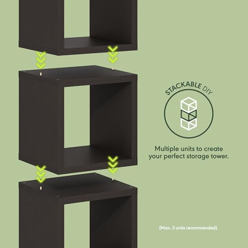 Furinno Cubicle Stackable Book Shelf, Extra Thick Bookshelf, Dark Oak - Image 5