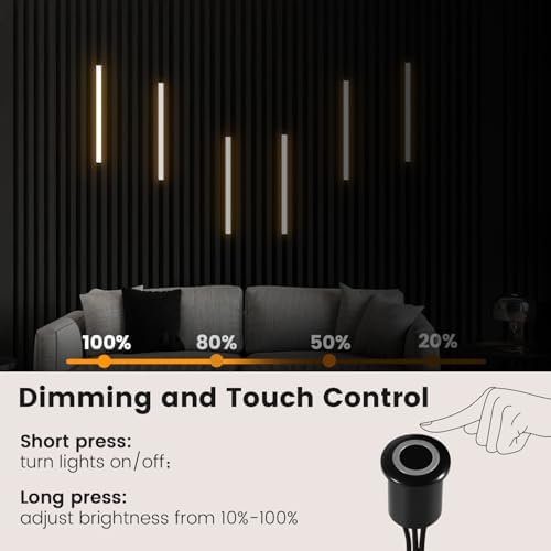 Wall Panel Lights 6pcs 3000K Warm White Adhesive Wood Slat Light - Image 4