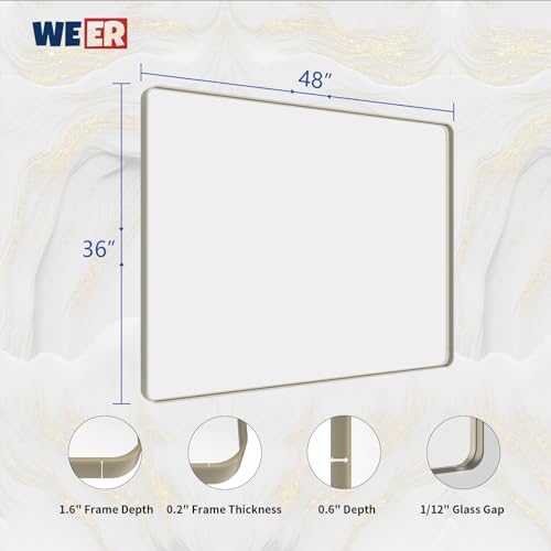WEER Brushed Nickel Bathroom Vanity Mirror 48X36 Inch - Image 6