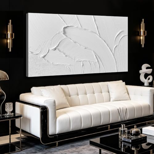 MDHKVPM Minimalist White 3D Thick Texture Abstract Canvas Wall Decor by MDHKVPMCanvasWallArt
