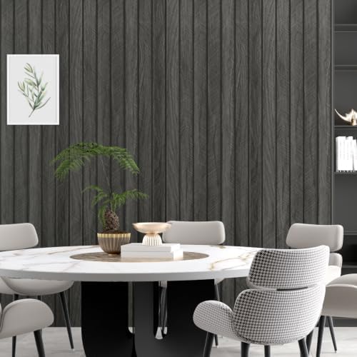 Wallercity Gray/Black 3D Wood Wall Panels Self Adhesive Soundproofing Slat - Image 3
