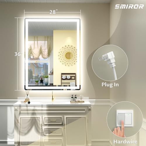 SMIROR 28x36 LED Lighted Bathroom Vanity Mirror - Image 2