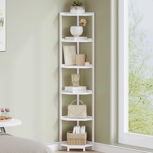 Hzuaneri Corner Shelf Stand 6-Tier Corner Bookshelf Storage Standing Shelf by Hzuaneri