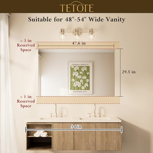 TETOTE Frameless Mirror 48" x 30" Frameless Bathroom Vanity Mirror - Image 2