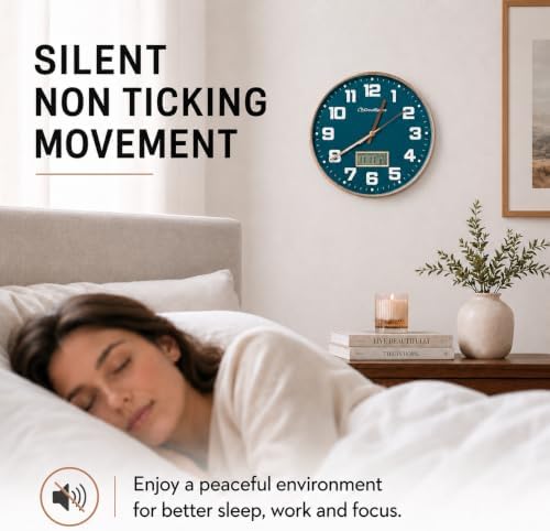 Cloud Space 12” Silent Wall Clock Battery Operated, Non Ticking Modern Wall - Image 3