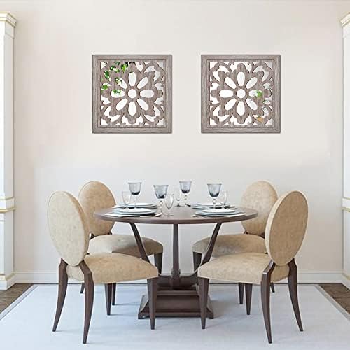 Yudarte 2pcs Set Square Mandala Cutout Wall Mirror Decor - Image 4