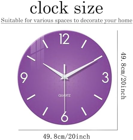 XFM Large Purple Wall Clock for Women Girls Bedroom 20 Inch - Image 6