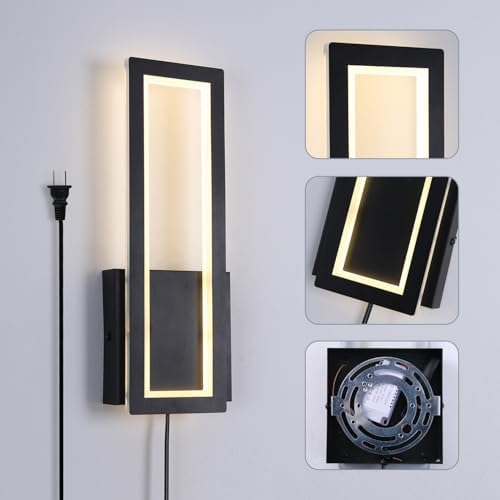 Plug in Wall Sconce Set of 2 Modern Indoor Wall Mount Light 3000K Warm Light - Image 5