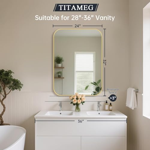 Gold Bathroom Mirror for Over Sink, Modern Decorative Vanity Mirror for Living - Image 7