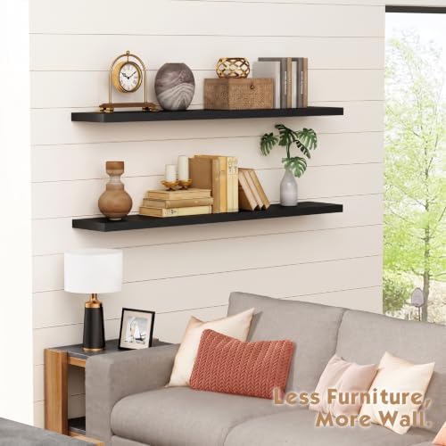 Black Floating Shelves 48 Inch Long, Large Wall Shelf - Image 7
