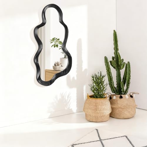 Asymmetrical Mirror Irregular Wall Mirror Modern Wood Frame Unique Mirrors Cute - Image 6