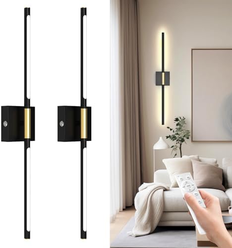 Battery Operated Wall Sconces Set of 2 Rechargeable LED Wall Lights, Dimmable by AULAIDIK