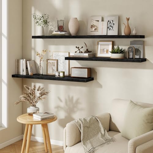 Fun Memories 48 Inch Floating Shelves in Black, 9.3 Inch Deep Wall Shelves - Image 2