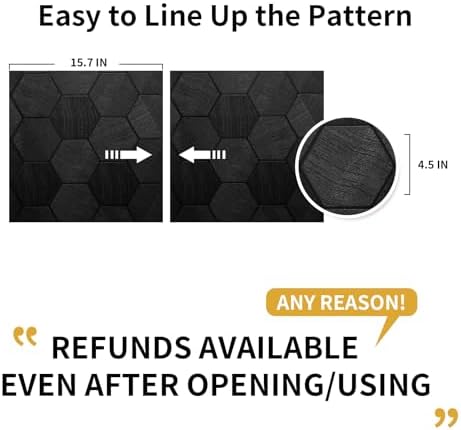 Black Peel and Stick Wallpaper Self Adhesive 3D Hexagon Geometric - Image 3