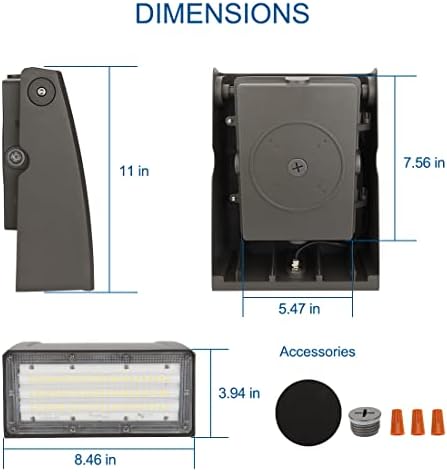 DAKASON 60W LED Wall Pack, Dusk-to-Dawn Photocell, Adjustable Head, Full - Image 6