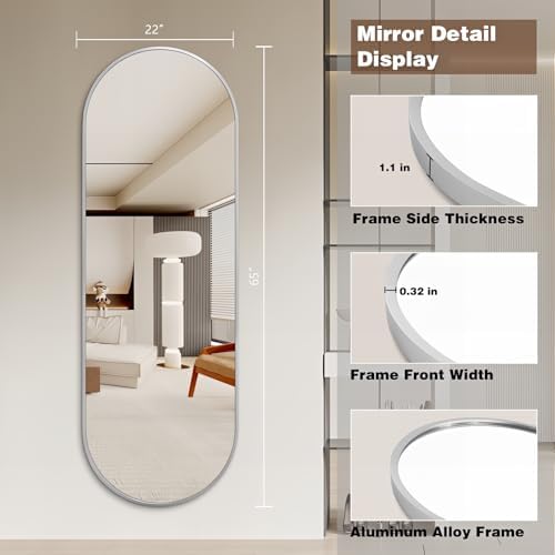 Niccy Oval Full Length Mirrors, Long Wall-Mounted Mirror - Image 4