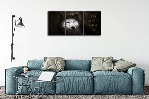 3 Panels Wolf Picture Motivational Wall Art Inspirational Canvas Painting - Image 4