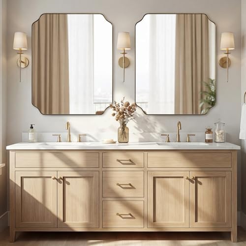 ANDY STAR 24"x30" Brushed Gold Bathroom Mirror, Rectangle Mirror - Image 3