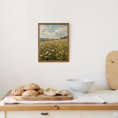 AVECCO Vintage Rustic Wildflower Field Wall Art Canvas Framed 8x10 inch - Image 4