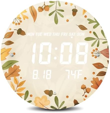 Digital LED Wall Clock for Home & Office, Autumn Leaf by SCOAGE