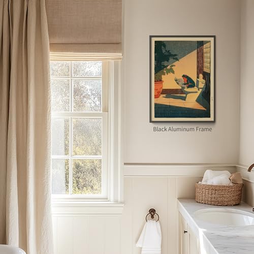Japanese Frog Black Framed Wall Art Cute Animal Canvas Print Funny Frog On The - Image 5