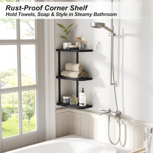 Love-KANKEI Corner Wall Shelf 3 Tier, Solid Wood - Image 5