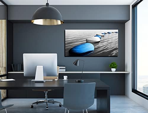 Xxliren Blue Stones Framed Wall Art Zen Art Wall Decor 40 x 20 Inch - Image 3