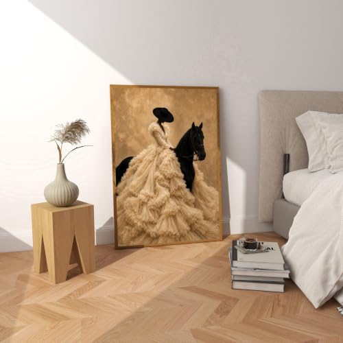 Black Woman Horse Riding Wall Art Elegant Bride Poster 16x24 Inch Unframed - Image 5