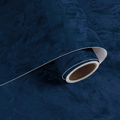 VaryPaper 15.7"x78.7" Dark Blue Crushed Velvet Contact Paper Peel and Stick by VaryPaper