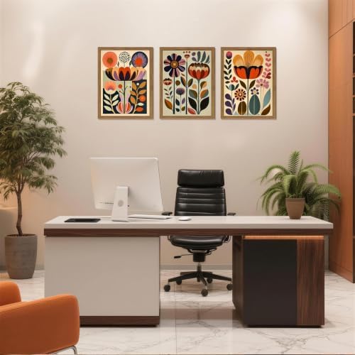 YSGGTR 3 Pcs Framed Boho Abstract Colorful Floral Canvas Wall Art 12x16 In - Image 5