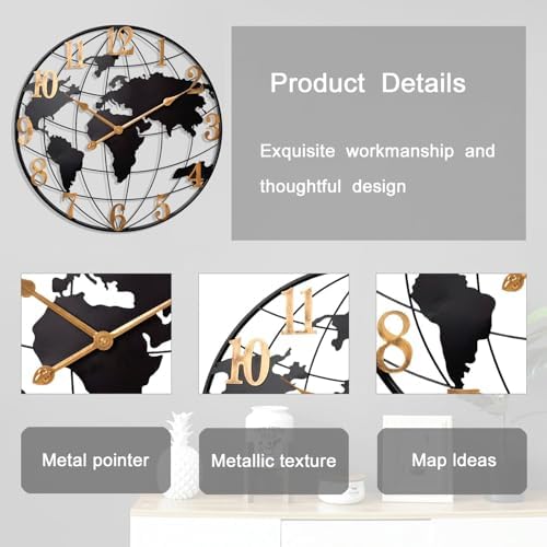 Large Decorative World Map Wall Clock - Image 3